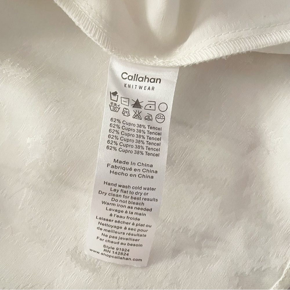 Callahan Sami Dress in Cream Satin Wrap Midi Elegant Minimalist Resort Chic M - Picture 13 of 13
